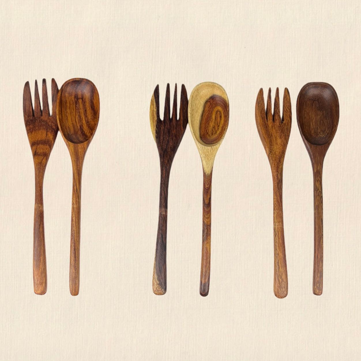 3 Set Natural Wood Cutlery