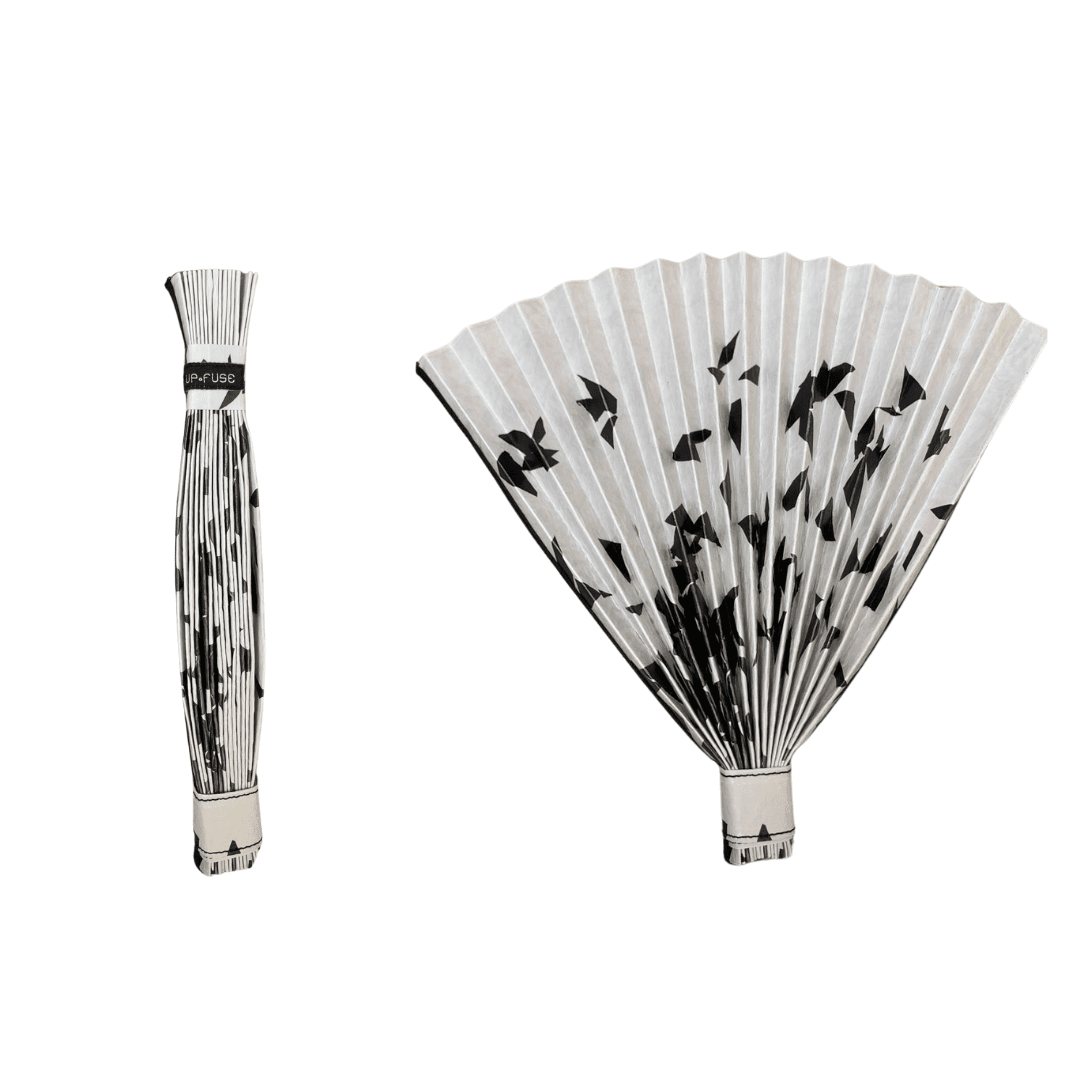 Hand Folding Fan - White Confetti Sprinkle